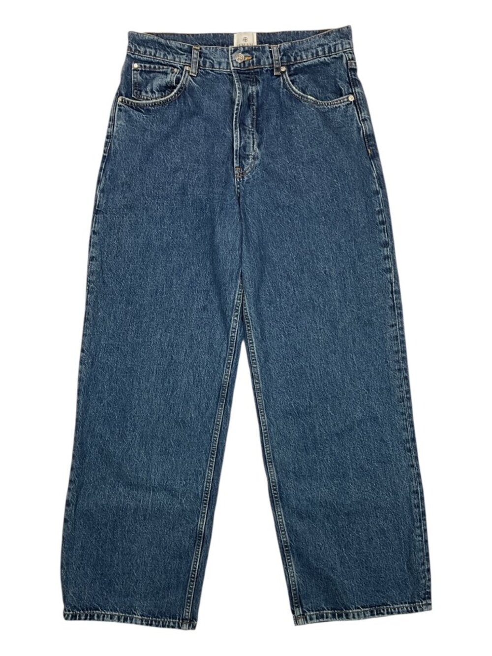 Anine Bing Manon Jeans 29 Blue Baggy Wide Leg Button Fly
